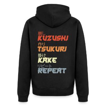 Judo Throwing Techniques - Unisex Premium Organic Zip Hoodie - black - Back - Nico (187cm)