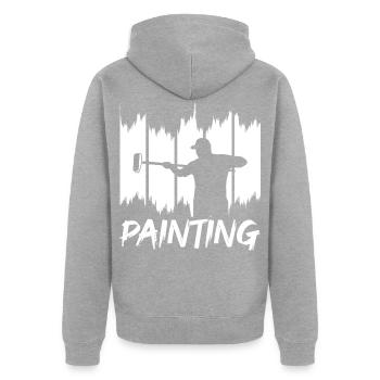 Painting and varnishing - Unisex Premium Organic Zip Hoodie - heather grey - Back - Nico (187cm)