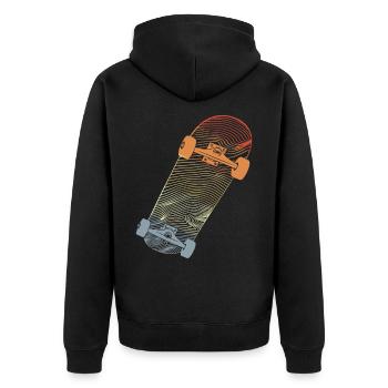 Vintage Skateboard Line Art - Unisex Premium Bio Zip Hoodie - Schwarz - Hinten - Nico (187cm)