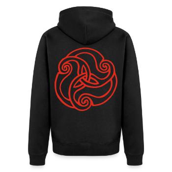 Fleur rouge à trois pétales - Veste à capuche bio Premium Unisexe - noir - Dos - Nico (187cm)