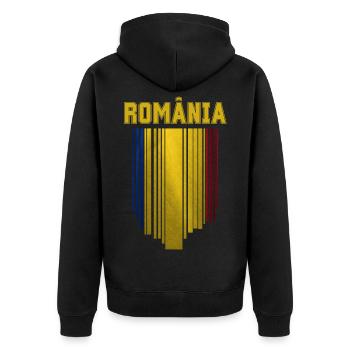 Romanian flag, Romanian pride - Unisex Premium Organic Zip Hoodie - black - Back - Nico (187cm)