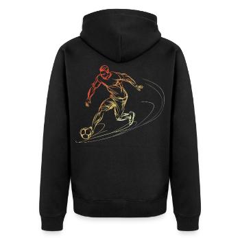 Soccer Player Sketch Vintage - Unisex Premium Organic Zip Hoodie - black - Back - Nico (187cm)