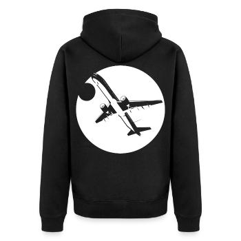 Aviator Drawing - Unisex Premium Organic Zip Hoodie - black - Back - Nico (187cm)