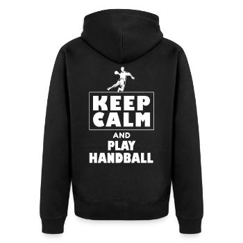 Handball Player Handball Ball Handball Game - Unisex Premium Organic Zip Hoodie - black - Back - Nico (187cm)