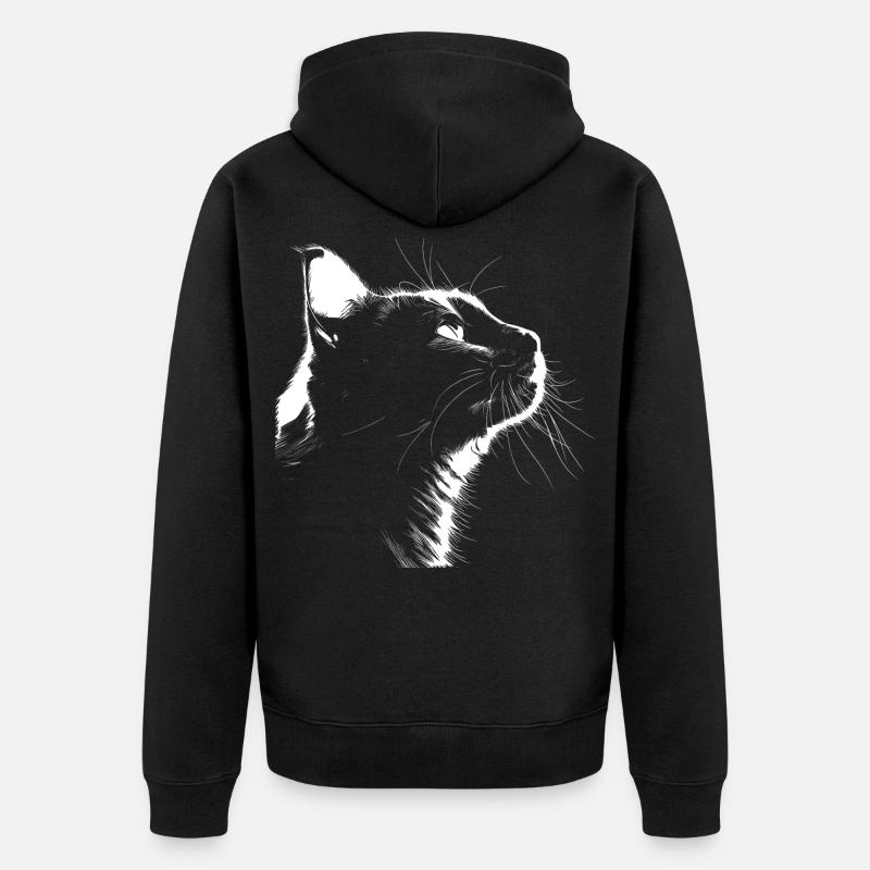 Silhouette Chat - Veste à capuche bio Premium Unisexe - noir