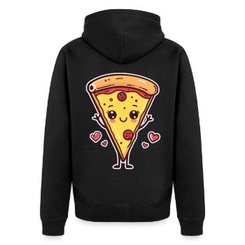 Pizza Cartoon Look - Unisex Premium Organic Zip Hoodie - black - Back - Nico (187cm)