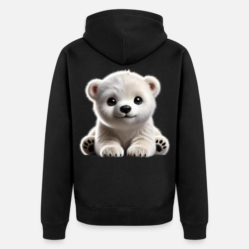Niedliches Eisbärenjunges-Design - Unisex Premium Bio Zip Hoodie - Schwarz