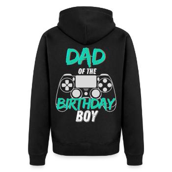 Papa des Geburtstagskind-Gaming-Designs - Unisex Premium Bio Zip Hoodie - Schwarz - Hinten - Nico (187cm)