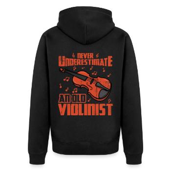 Never Underestimate An Old Violinist - Unisex Premium Bio Zip Hoodie - Schwarz - Hinten - Nico (187cm)