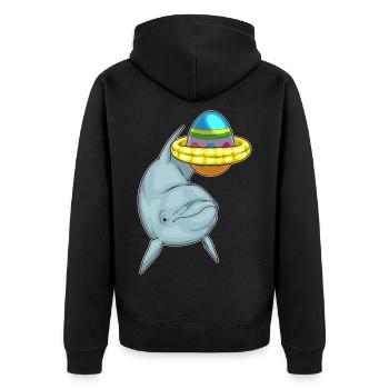 Baignade de Pâques avec dauphins - Veste à capuche bio Premium Unisexe - noir - Dos - Nico (187cm)
