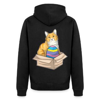 Cat Easter Easter Egg - Unisex Premium Organic Zip Hoodie - black - Back - Nico (187cm)