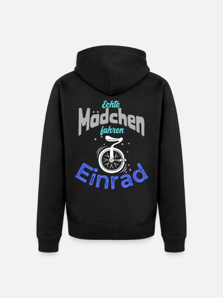 Echte Mädchen fahren Einrad - Unisex Premium Bio Zip Hoodie - Schwarz