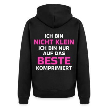 Ich Bin Nicht Klein Auf Das Beste Komprimiert - Unisex Premium Bio Zip Hoodie - Schwarz - Hinten - Nico (187cm)