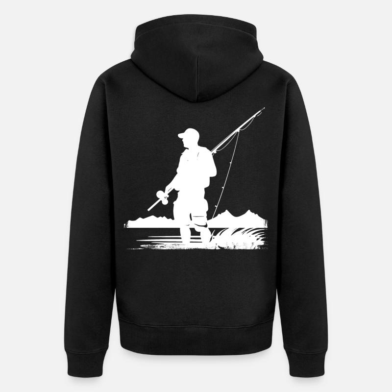 Dessin de pêche - Veste à capuche bio Premium Unisexe - noir