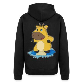 Giraffe Surfen Surfbrett Sommer - Unisex Premium Bio Zip Hoodie - Schwarz - Hinten - Nico (187cm)