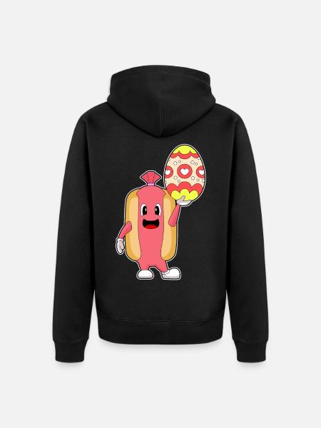 Hotdog Ostern Osterei - Unisex Premium Bio Zip Hoodie - Schwarz