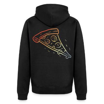 Retro Pizza Scheibe Skizze - Unisex Premium Bio Zip Hoodie - Schwarz - Hinten - Nico (187cm)