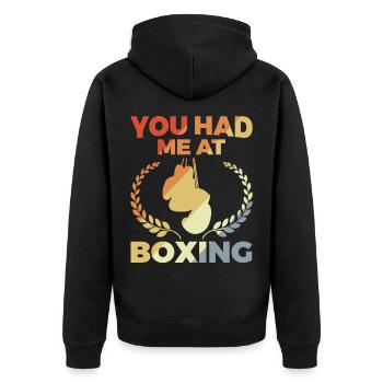You Had Me At Boxing - Unisex Premium Bio Zip Hoodie - Schwarz - Hinten - Nico (187cm)