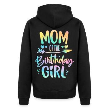 Maman de la fille d’anniversaire Tie Dye Colorée Maman d’anniversaire - Veste à capuche bio Premium Unisexe - noir - Dos - Nico (187cm)