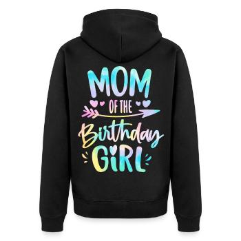 Maman de la fille d’anniversaire Tie Dye Colorée Maman d’anniversaire - Veste à capuche bio Premium Unisexe - noir - Dos - Nico (187cm)