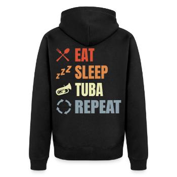 Eat Sleep Tuba Repeat - Unisex Premium Organic Zip Hoodie - black - Back - Nico (187cm)