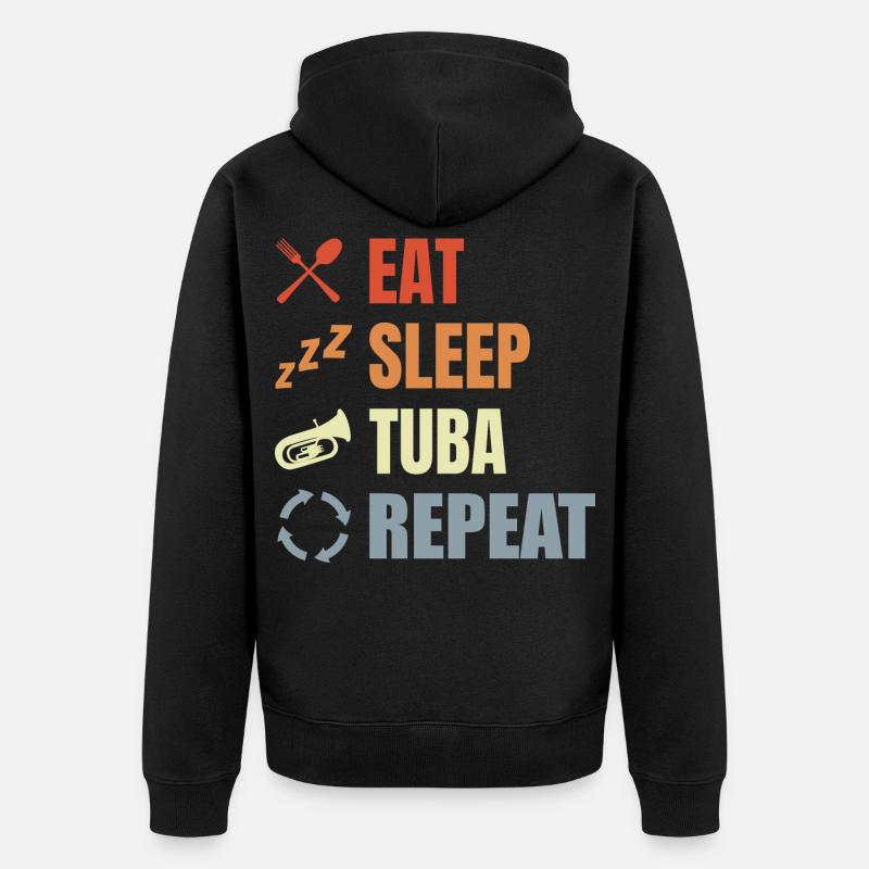 Manger Dormir Tuba Répéter - Veste à capuche bio Premium Unisexe - noir