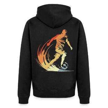 Fußballspieler Zeichnung Vintage Look - Unisex Premium Bio Zip Hoodie - Schwarz - Hinten - Nico (187cm)