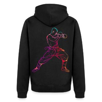 Oldschool Kickboxer - Unisex Premium Organic Zip Hoodie - black - Back - Nico (187cm)