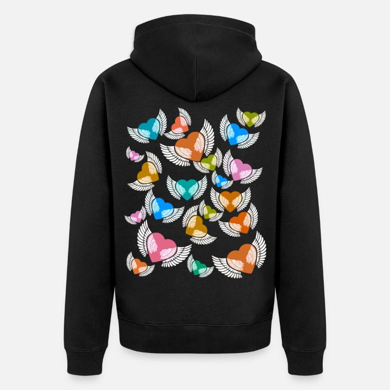 Coeur Coeurs Anniversaire Saint-Valentin - Veste à capuche bio Premium Unisexe - noir