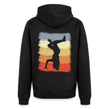 Vintage Breakdancer Drawing - Unisex Premium Organic Zip Hoodie - black - Back - Nico (187cm)