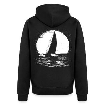 Segelboot - Unisex Premium Bio Zip Hoodie - Schwarz - Hinten - Nico (187cm)