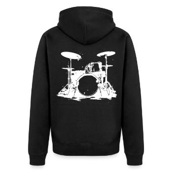 Drumset Skizze - Unisex Premium Bio Zip Hoodie - Schwarz - Hinten - Nico (187cm)