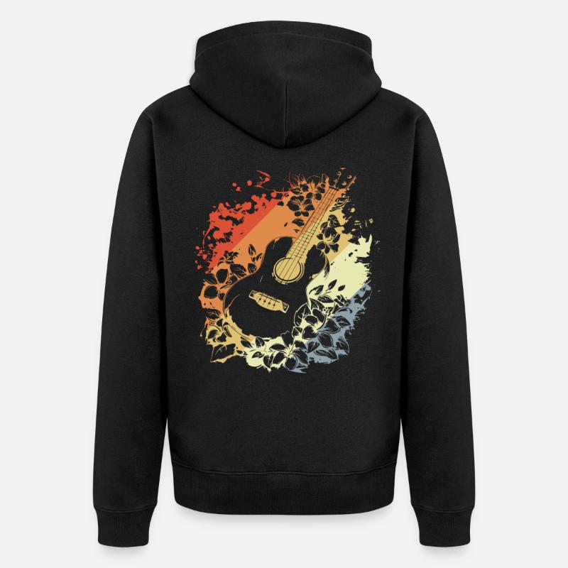 Ukulélé Look Bande Dessinée - Veste à capuche bio Premium Unisexe - noir
