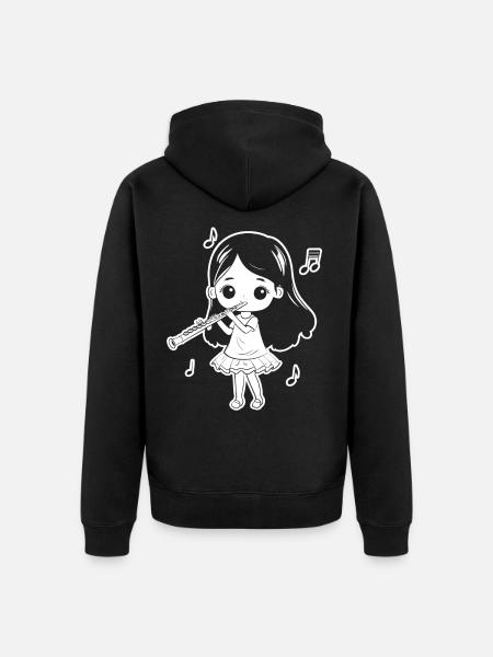 Drôle Flûte Fille Comic Look - Veste à capuche bio Premium Unisexe - noir