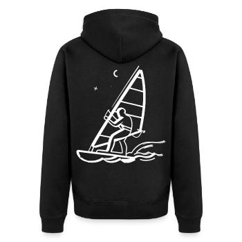 Windsurfing Line Art - Unisex Premium Organic Zip Hoodie - black - Back - Nico (187cm)