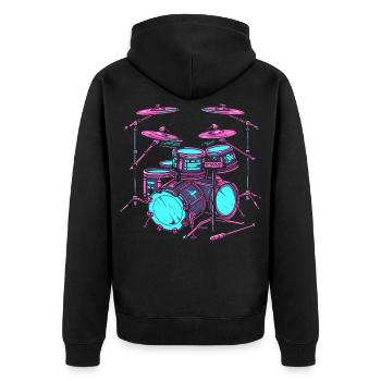 Trapset Zeichnung - Unisex Premium Bio Zip Hoodie - Schwarz - Hinten - Nico (187cm)