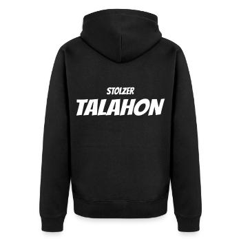 Stolzer Talahon - Unisex Premium Bio Zip Hoodie - Schwarz - Hinten - Nico (187cm)