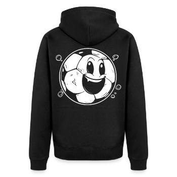 Fußball Cartoon Look - Unisex Premium Bio Zip Hoodie - Schwarz - Hinten - Nico (187cm)