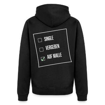 Malle -Mallorca- Shirt - Unisex Premium Bio Zip Hoodie - Schwarz - Hinten - Nico (187cm)