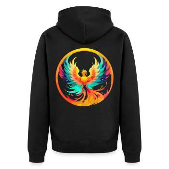 Phoenix Phönix - Unisex Premium Organic Zip Hoodie - black - Back - Nico (187cm)
