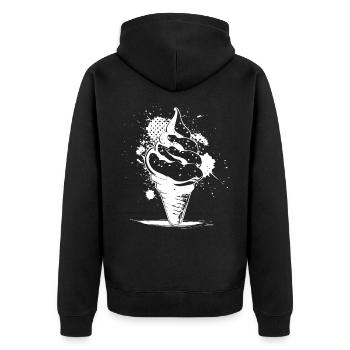 Cornet de crème glacée Dessin - Veste à capuche bio Premium Unisexe - noir - Dos - Nico (187cm)