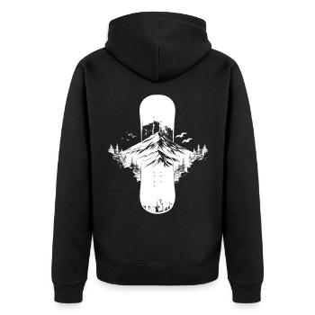 Snowboarding Skizze - Unisex Premium Bio Zip Hoodie - Schwarz - Hinten - Nico (187cm)