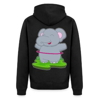 Elefant Fitnessreifen Workout Gymnastik - Unisex Premium Bio Zip Hoodie - Schwarz - Hinten - Nico (187cm)
