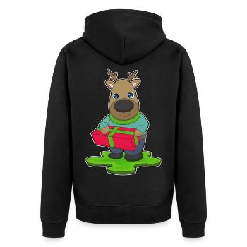 Reindeer Christmas Package - Unisex Premium Organic Zip Hoodie - black - Back - Nico (187cm)