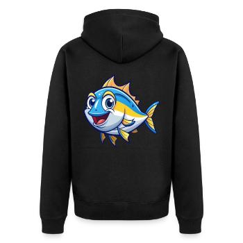 thon mignon personnage de dessin animé kawaii clipart - Veste à capuche bio Premium Unisexe - noir - Dos - Nico (187cm)