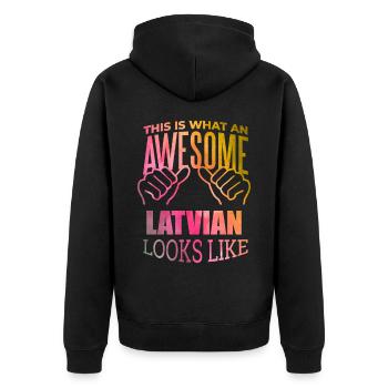 Lettonie - Veste à capuche bio Premium Unisexe - noir - Dos - Nico (187cm)