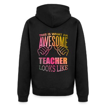 Lehrer - Unisex Premium Bio Zip Hoodie - Schwarz - Hinten - Nico (187cm)
