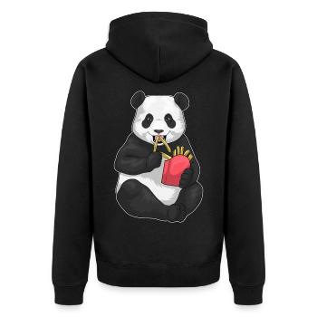 Panda Pommes frites - Unisex Premium Bio Zip Hoodie - Schwarz - Hinten - Nico (187cm)