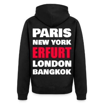 Erfurt City - Unisex Premium Organic Zip Hoodie - black - Back - Nico (187cm)