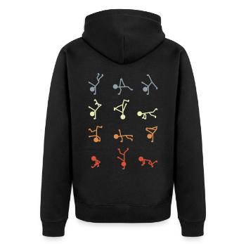 Breakdancer Strichfiguren - Unisex Premium Bio Zip Hoodie - Schwarz - Hinten - Nico (187cm)
